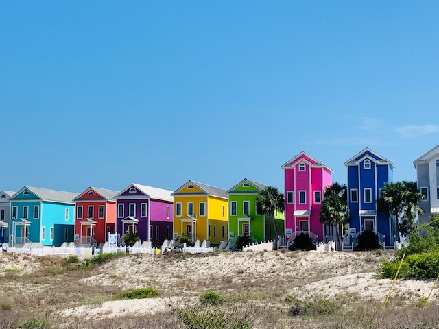 colourful beachfront homes